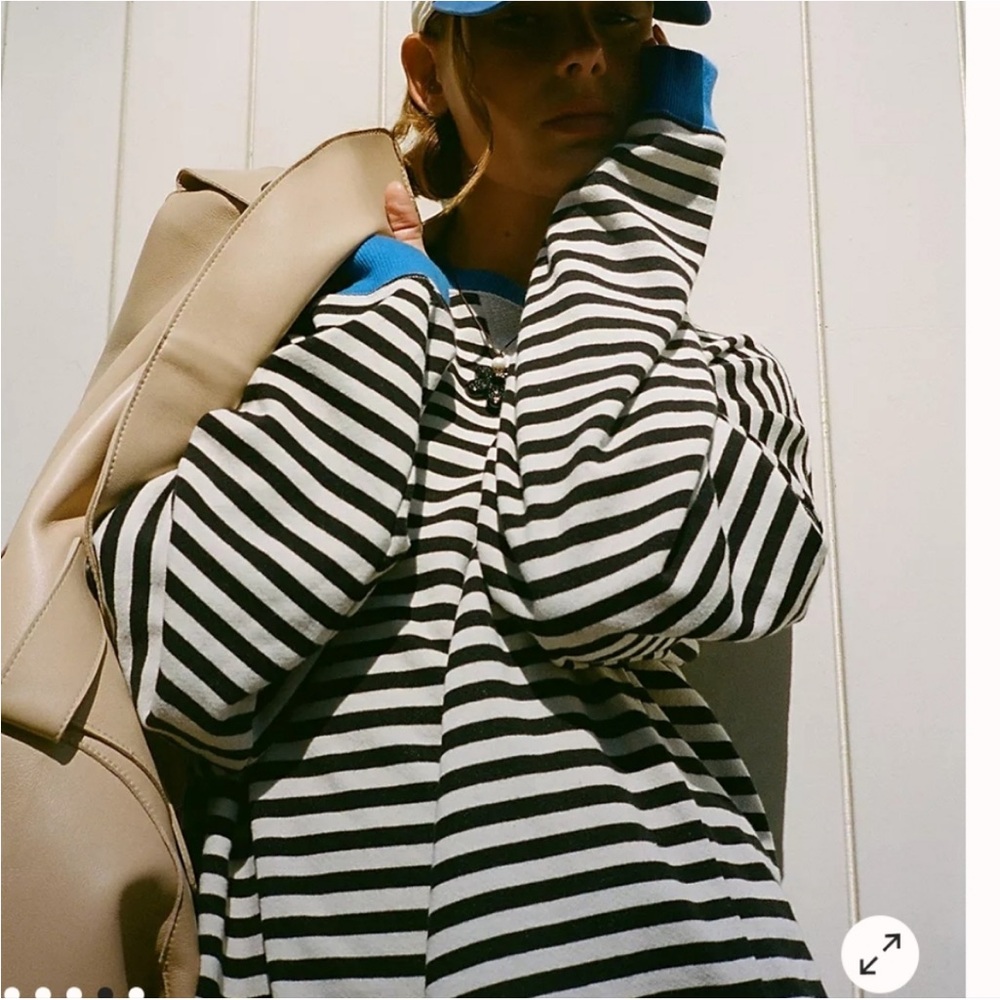 NWT We The Free by Free People Classic Striped Oversized Crewneck - Picture 3 of 5